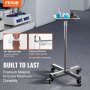 VEVOR Carro de Bandeja Quirúrgica de Acero Inoxidable Altura Ajustable de 81-140 cm Bandeja Quirúrgica con Ruedas Carga 16,5 kg Movimiento Silencioso para Almacenamiento Clínico Hotel Salón de Belleza