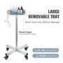 VEVOR Carro de Bandeja Quirúrgica de Acero Inoxidable Altura Ajustable de 81-140 cm Bandeja Quirúrgica con Ruedas Carga 16,5 kg Movimiento Silencioso para Almacenamiento Clínico Hotel Salón de Belleza