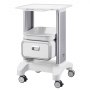 VEVOR 2-Tier Laboratory Trolley, 1 Drawer and 1 Top Tray, Mobile Medical Trolley Made of ABS Material, Laboratory Trolley with 4 Quiet Wheels for Laboratory, Clinic, Hospital, Salon, White