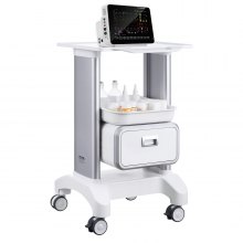 VEVOR Carros de laboratorio de 2 niveles, carro utilitario de laboratorio con 1 cajón y 1 bandeja superior, carro médico móvil con material ABS, carro rodante de laboratorio con 4 ruedas silenciosas para laboratorio, clínica, hospital, salón, blanco