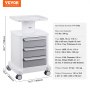 VEVOR Carros de laboratorio de 4 niveles, carro utilitario de laboratorio con 3 cajones y 1 bandeja superior, carro médico móvil con material ABS, carro rodante de laboratorio con 4 ruedas silenciosas para laboratorio, clínica, hospital, salón, blanco