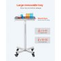 VEVOR Carro de Laboratorio de Acero Inoxidable Carga de 16 kg Asistente Silencioso Altura Ajustable 84-132,5 cm Bandeja Médica Extraíble para Almacenamiento de Equipos, Clínica, Salón de Belleza