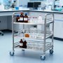 VEVOR Carro de Laboratorio de Acero Inoxidable 3 Niveles con Ruedas Bloqueables, Bandeja de Almacenamiento Móvil Resistente para Hospitales, Restaurantes, Cocinas, Salones, 615 x 410 x 870 mm