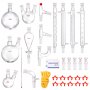VEVOR Laboratory Distillation Set, 3.3 Boro Laboratory Glass Distillation Set with 24 and 40 Compounds, 1000 ml Essential Oil Distillation Equipment Set, 32-Piece Set with Glassware