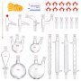 VEVOR Laboratory Distillation Set, 3.3 Boro Laboratory Glass Distillation Set with 24 and 40 Compounds, 1000 ml Essential Oil Distillation Equipment Set, 32-Piece Set with Glassware