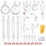 VEVOR Laboratory Distillation Set, 3.3 Boro Laboratory Glass Distillation Set with 24 and 40 Compounds, 1000 ml Essential Oil Distillation Equipment Set, 32-Piece Set with Glassware
