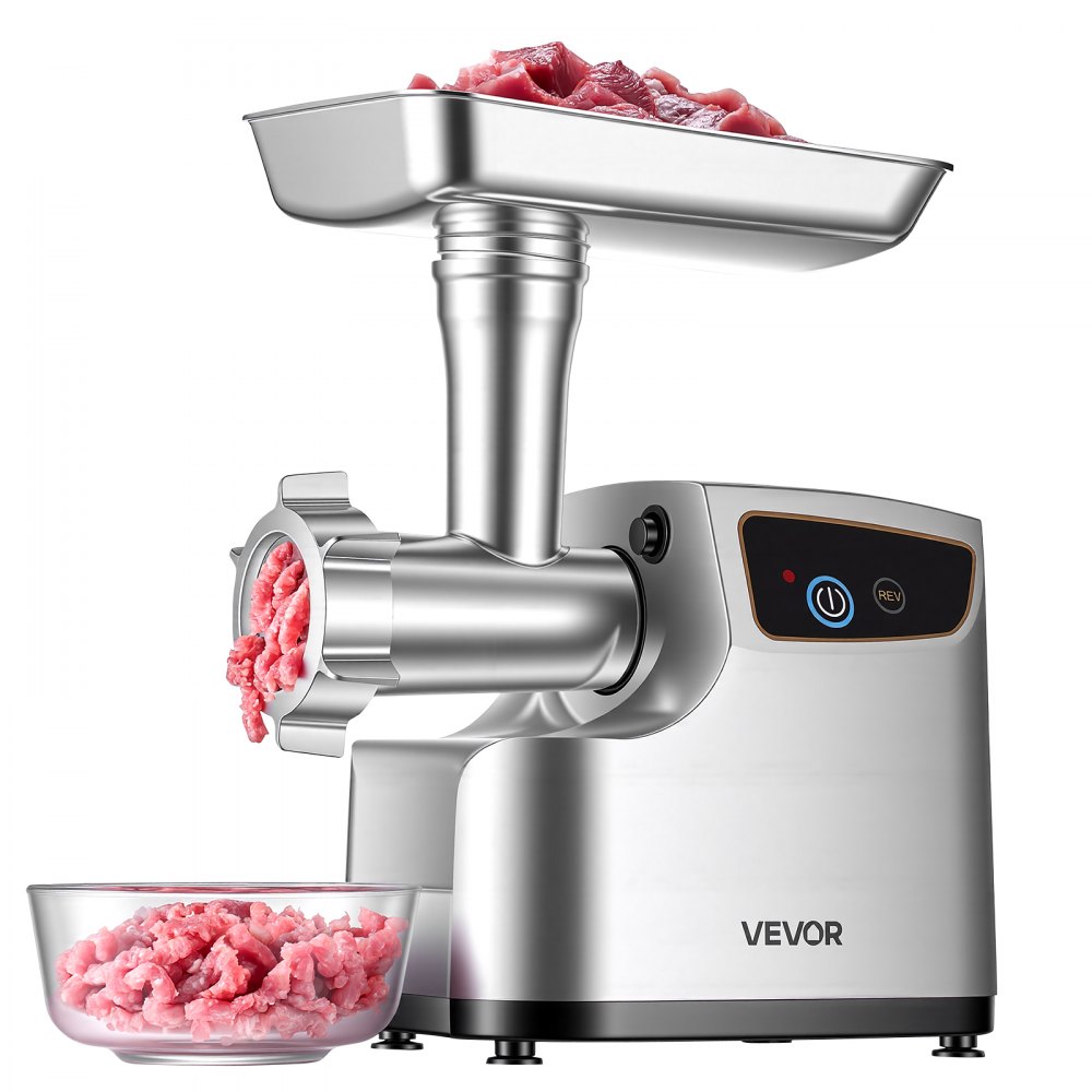 VEVOR Picadora de Carne 700 W 0,77 HP, Picadora de Carne Eléctrica Capacidad de 2,3 kg/min, con 3 Discos de Molienda, 3 Tubos de Embutir Salchichas, para Cocinas Domésticas, Restaurantes, Carnicerías