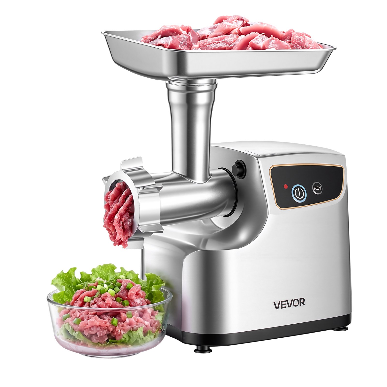 VEVOR Picadora de Carne 700 W 0,77 HP, Picadora de Carne Eléctrica Capacidad de 2,3 kg/min, con 3 Discos de Molienda, 3 Tubos de Embutir Salchichas, para Cocinas Domésticas, Restaurantes, Carnicerías