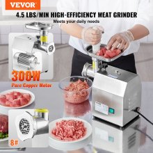 VEVOR Picadora de Carne Eléctrica Comercial 2 kg por Minuto 292 x 180 x 355 mm