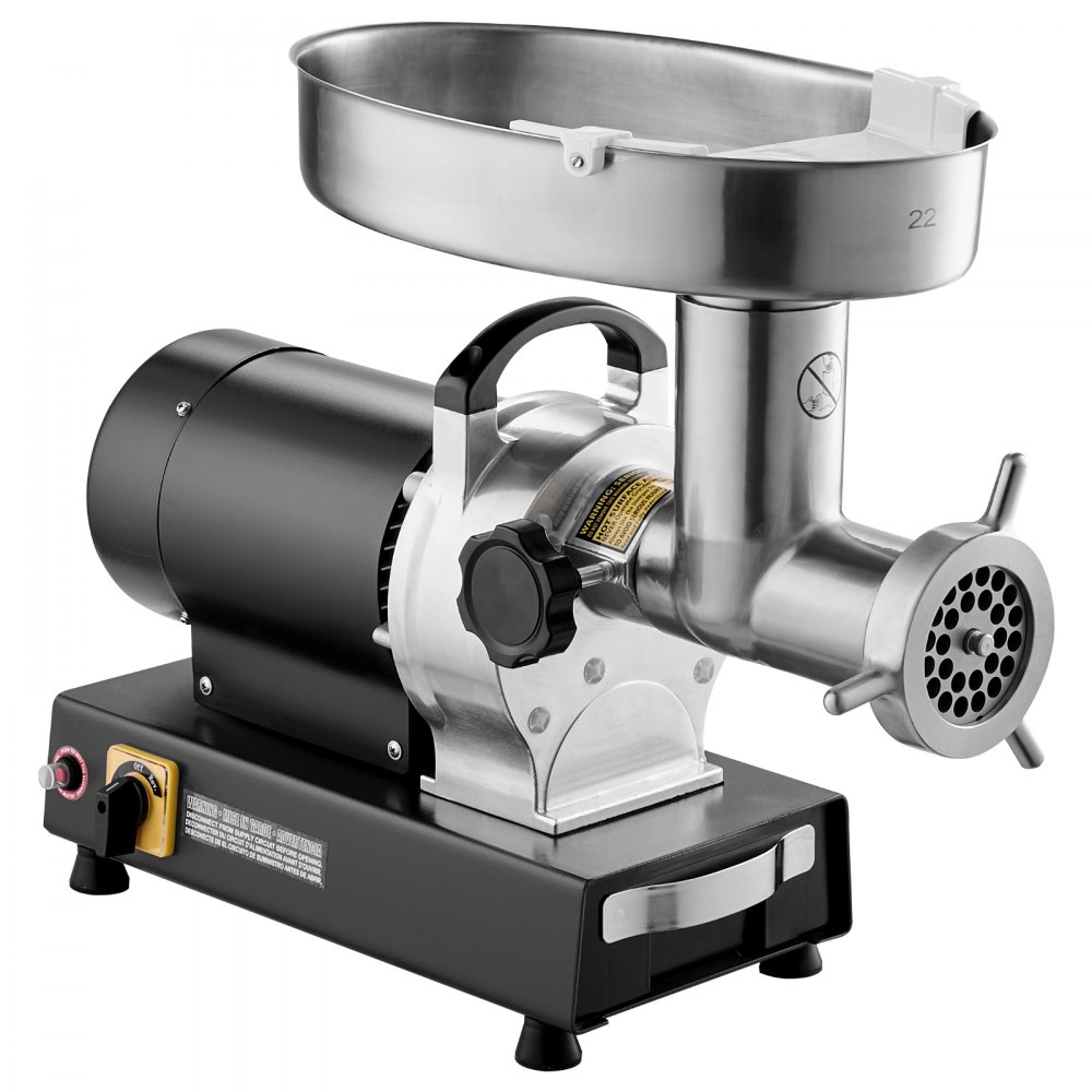 VEVOR Picadora de Carne Eléctrica Industrial de Encimera, Capacidad de 6,36 kg/Min, con Cuchilla, Placa Molienda, para Hacer Salchichas, Acero Inoxidable, para Cocina y Restaurante, 570 x 270 x 470 mm