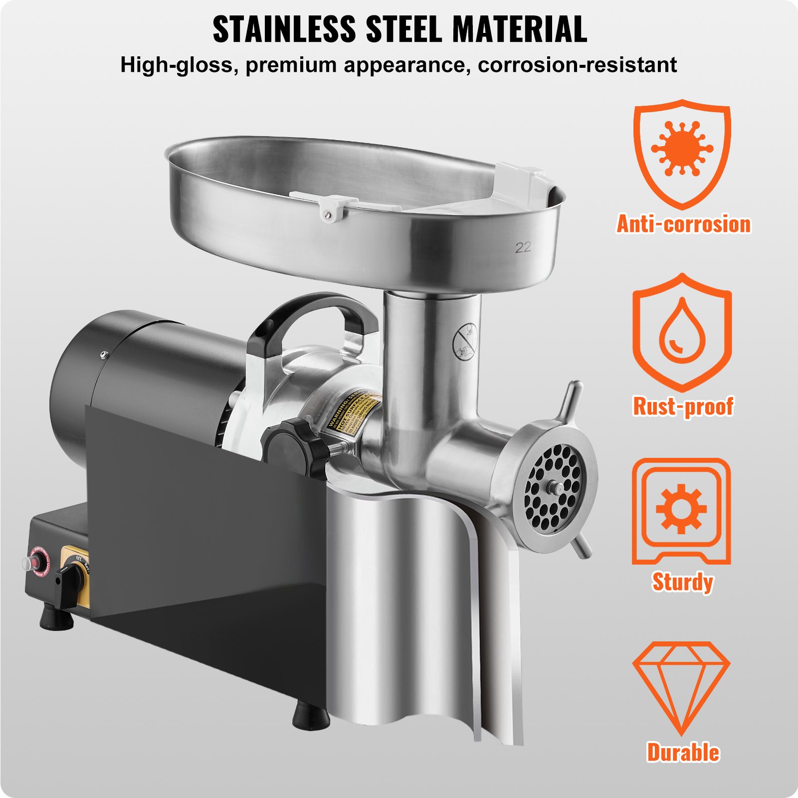 VEVOR Commercial Electric Meat Grinder Sausage Maker 6.35 kg/min. 750W, Industrial Meat Grinder with Blade & Grinding Plate, Multifunctional Stainless Steel Meat Grinder for Kitchen & Restaurant