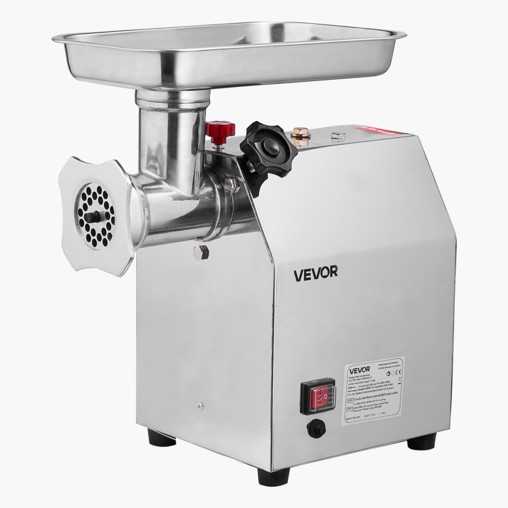 VEVOR Picadora de Carne Eléctrica de Encimera con Cuchilla, Capacidad de 3,2 kg/min, Placa de Molienda, para Hacer Salchichas, Acero Inoxidable, para Cocina y Restaurante, 375 x 240 x 420 mm