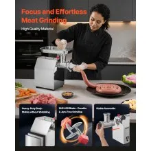 VEVOR Picadora de Carne Eléctrica de Encimera con Cuchilla, Capacidad de 3,2 kg/min, Placa de Molienda, para Hacer Salchichas, Acero Inoxidable, para Cocina y Restaurante, 375 x 240 x 420 mm
