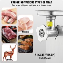 VEVOR Picadora de Carne Eléctrica Comercial 2,5 kg por Minuto 375 x 240 x 420 mm