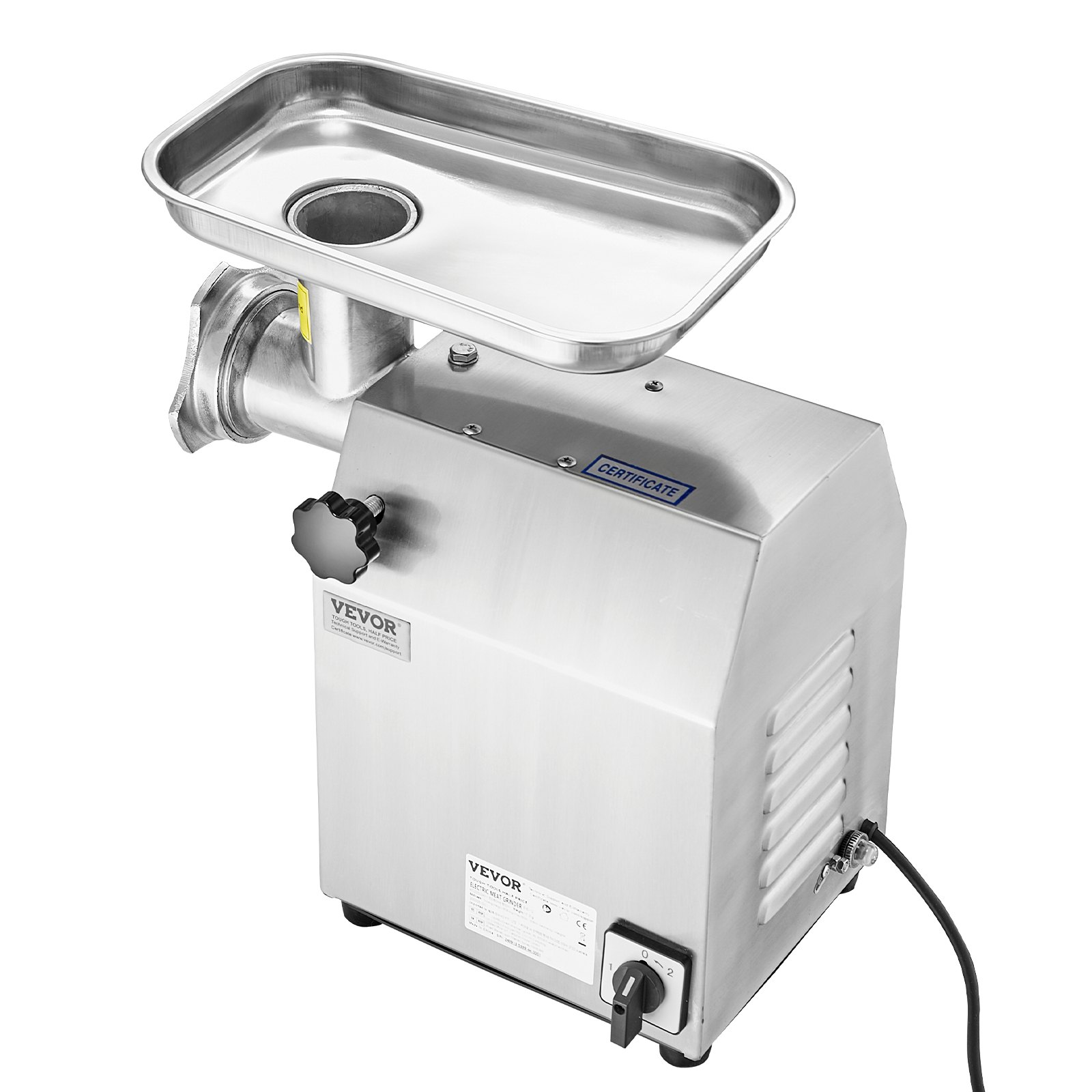 VEVOR Picadora de Carne Eléctrica Comercial 2,5 kg por Minuto 375 x 240 x 420 mm