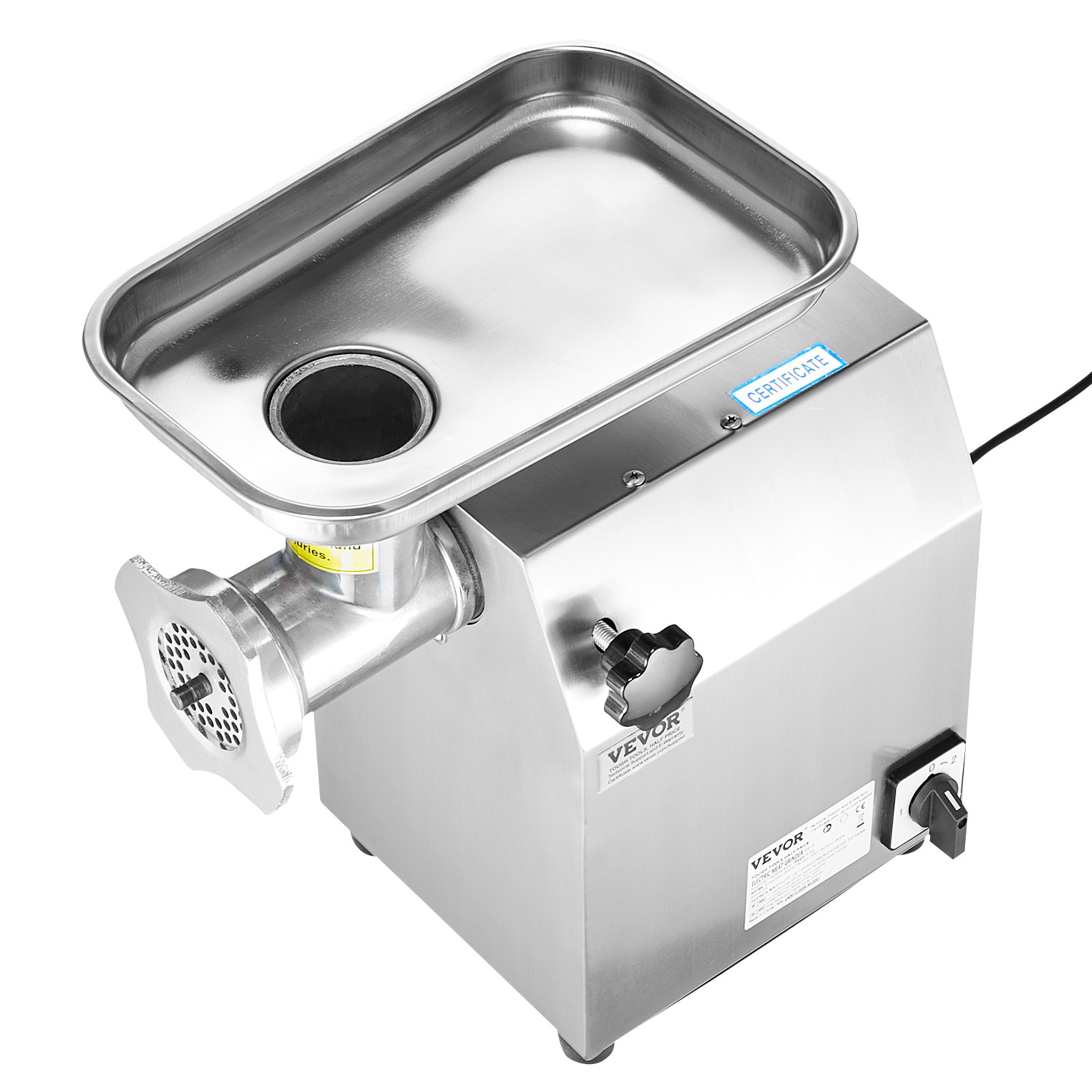 VEVOR Picadora de Carne Eléctrica Comercial 2,5 kg por Minuto 375 x 240 x 420 mm