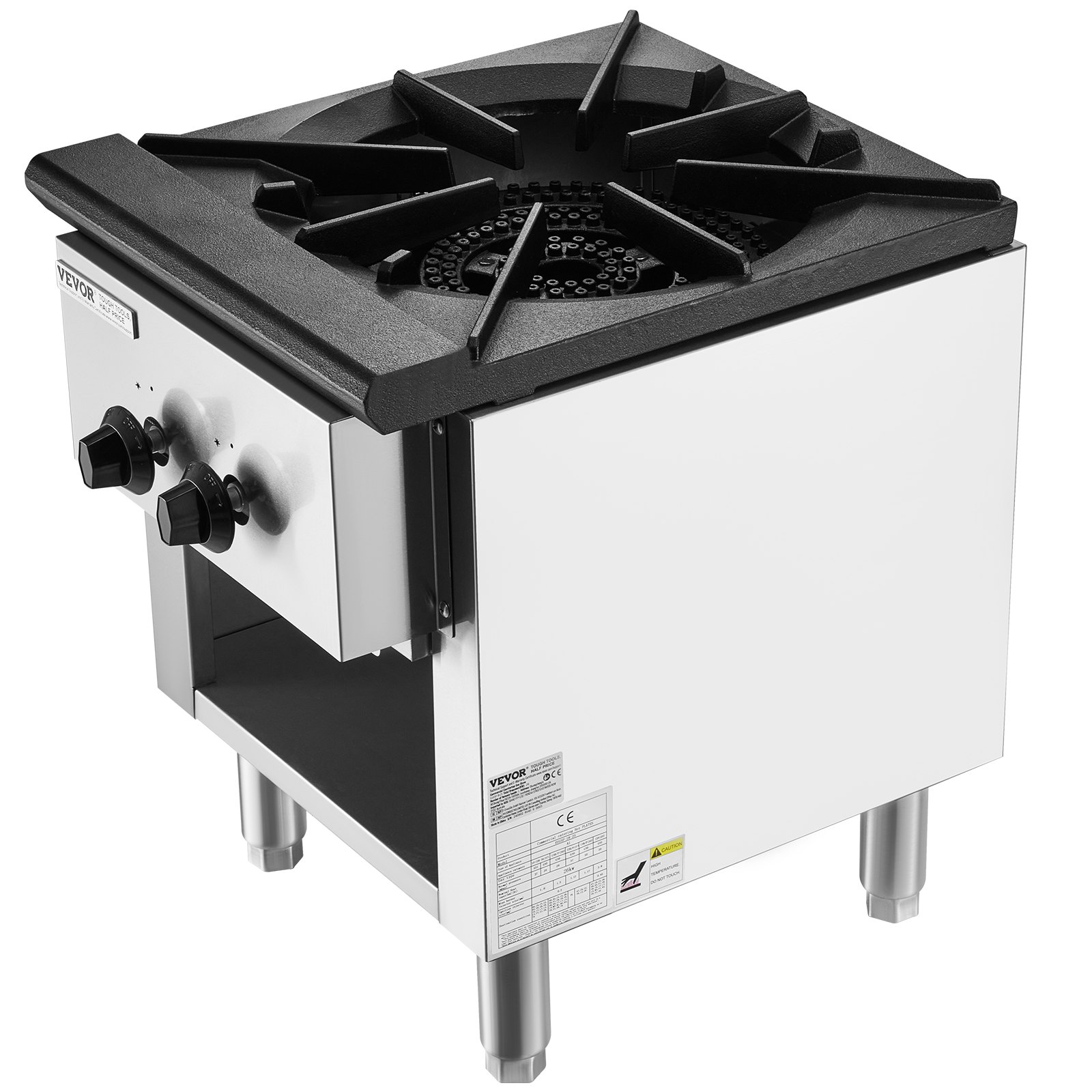 VEVOR Estufa de Gas Comercial con Gabinete, Cocina de Encimera de Gas Propano y Gas Natural, Placa Calefactora de Gas de Acero Inoxidable, para Restaurante, 26 kW, 460 x 620 x 615 mm, 1 Quemador