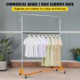 VEVOR Perchero Burro para Ropa en Z 60x159x215 cm Perchero Resistente con 4 Ruedas 2 Nivel, Acero Inoxidable, Capacidad de 80 kg, Perchero Comercial con Base en Forma de Z con 2 Ganchos, Color Naranja