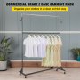 VEVOR Perchero Burro para Ropa en Z 60x159x215cm Perchero Resistente con 4 Ruedas 2 Carril, Acero Inoxidable, Capacidad de 136 kg, Perchero Comercial con Base en Forma de Z con 2 Ganchos, Color Negro