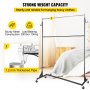VEVOR Perchero Burro para Ropa en Z 60x159x215cm Perchero Resistente con 4 Ruedas 2 Carril, Acero Inoxidable, Capacidad de 136 kg, Perchero Comercial con Base en Forma de Z con 2 Ganchos, Color Negro