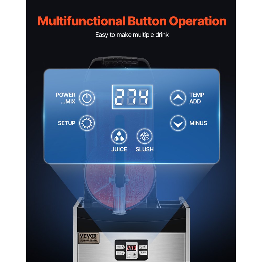 VEVOR Máquina de Granizados Comercial Máquina para Hacer Batidos Tanque de 12 L Máquina para Hacer Granizados de Acero Inoxidable de 48 Tazas para Fiestas en Hogar, Restaurantes, Cafeterías, Bares