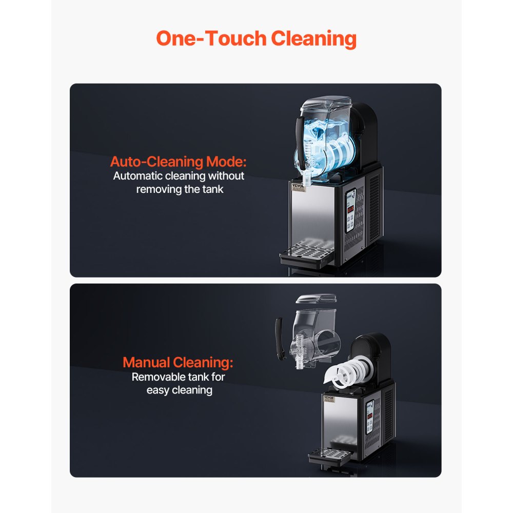 VEVOR Commercial Slushie Machine, 4L Single Tank Frozen Drink Machine, 16 Cup Stainless Steel Slushie Machine with Keypad, Soft Serve Maker for Parties, Restaurants, Cafes, Bars, Black