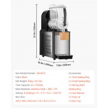 VEVOR Máquina de Granizados Comercial con Tanque de 4 L para Bebidas Congeladas