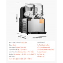 VEVOR Máquina Comercial para Hacer Granizados con Tanque 4 L x 2 360 x 500 x 560 mm