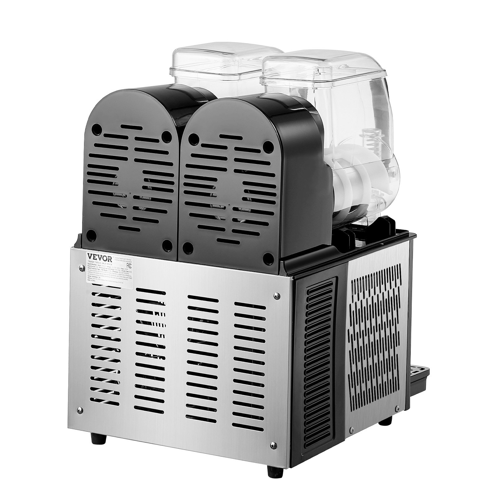 VEVOR Commercial Slush Machine 4L x 2 Dual Tank Slush Ice Machine for Frozen Drinks, 32 Cup Margarita Smoothie Machine for Home Parties, Restaurants, Cafes, and Bars