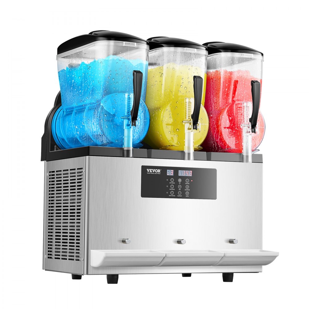 VEVOR Máquina de Granizados Comercial con 3 Tanques de 12 L x 3 Máquina para Bebidas Congeladas de Acero Inoxidable 144 Tazas Máquina para Hacer Granizados para Fiestas en Hogar, Restaurantes, Bares