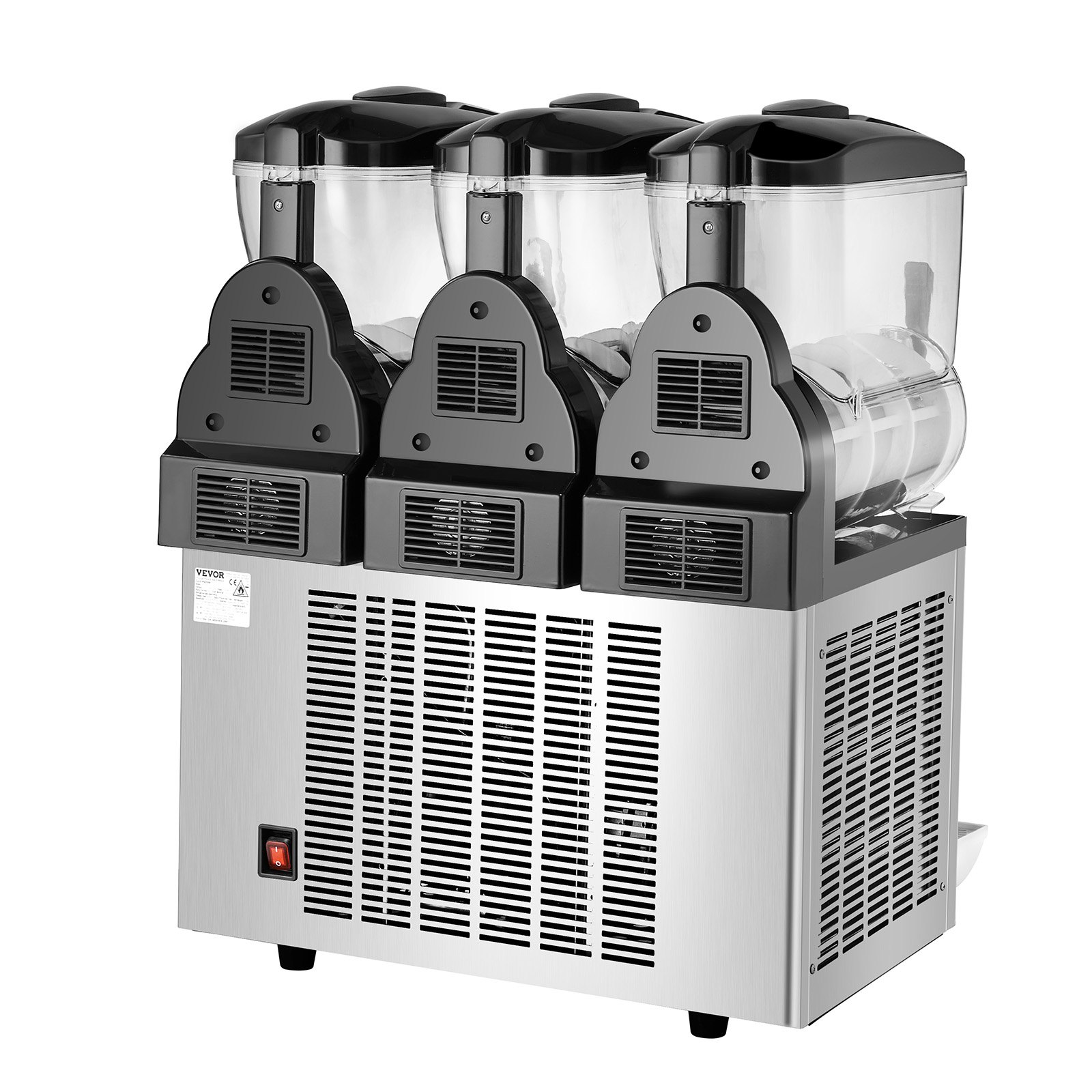 VEVOR Máquina de Granizados Comercial con 3 Tanques de 12 L x 3 Máquina para Bebidas Congeladas de Acero Inoxidable 144 Tazas Máquina para Hacer Granizados para Fiestas en Hogar, Restaurantes, Bares
