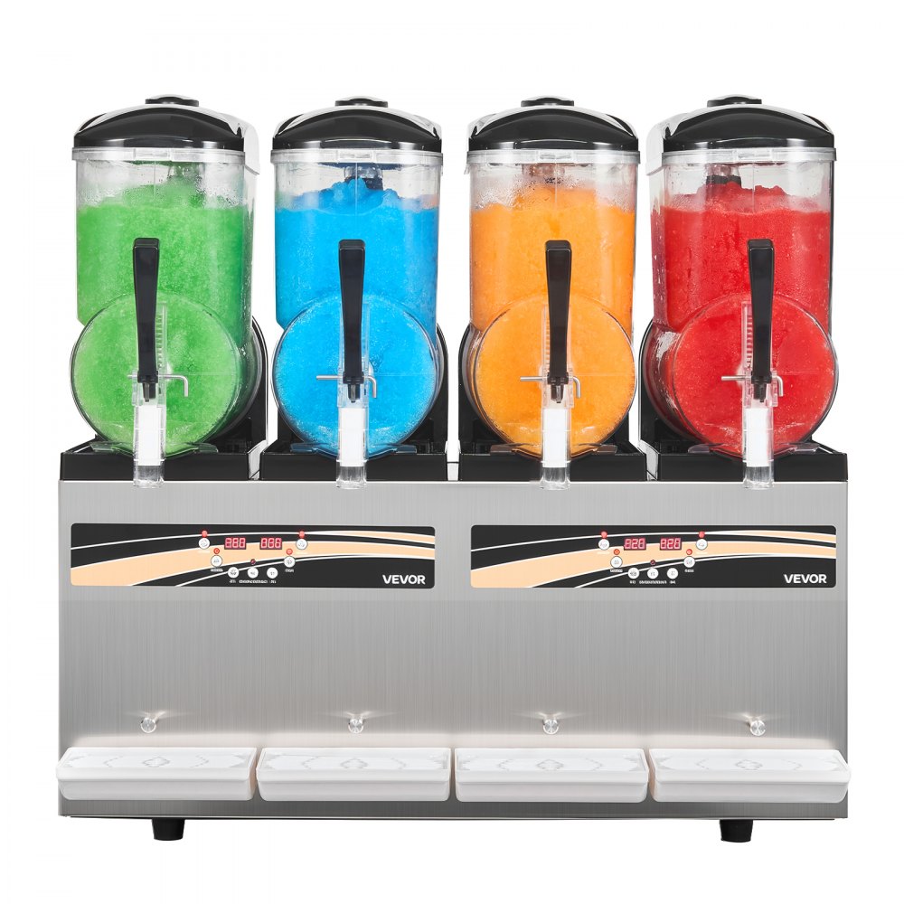 VEVOR Máquina para Hacer Granizados con 4 Tanques de 12 L, Máquina de Granizado Comercial para Margaritas, Batidos, sin Necesidad de Hielo, con Autolimpieza, para Restaurantes, Bares, Fiestas