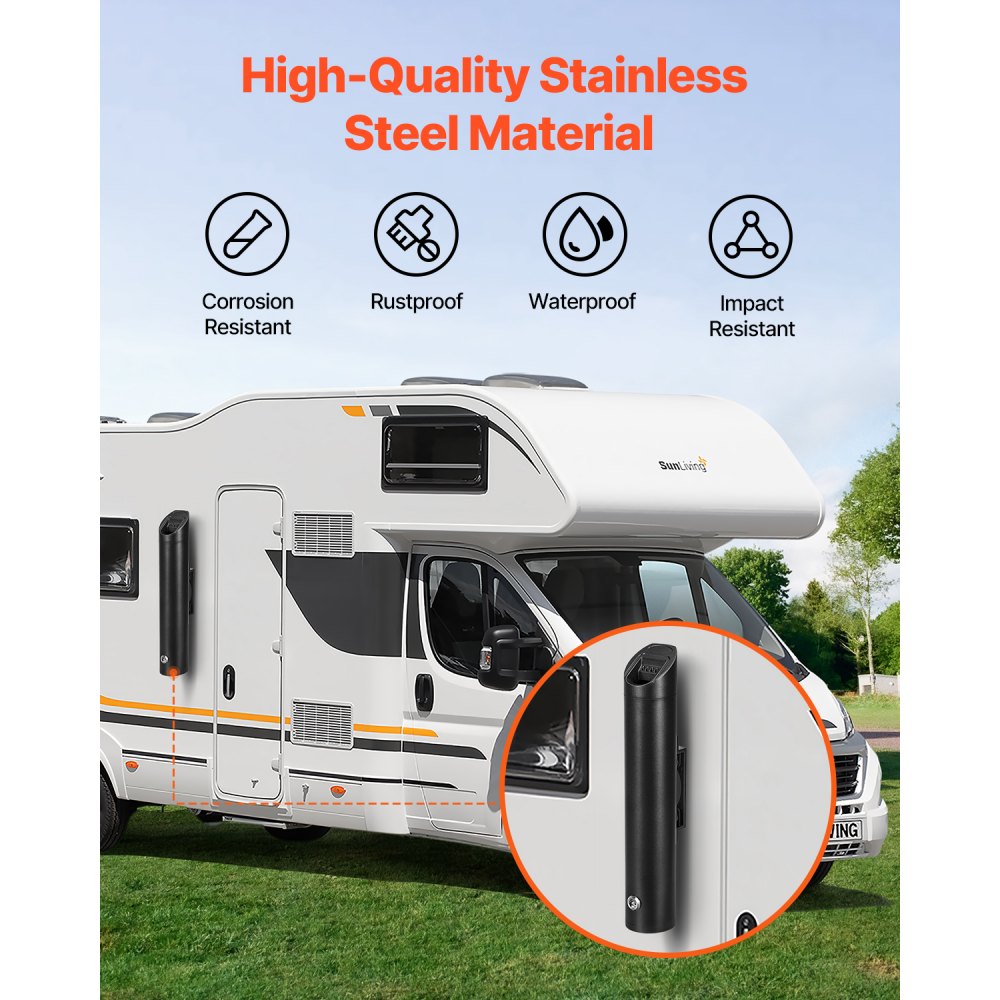 VEVOR Cenicero Cilíndrico Montado en la Pared de 120 x 89 x 487 mm, Contenedor para Colillas, Cenicero de Acero Inoxidable y Aleación de Aluminio para Exterior, Jardín, Oficina, Restaurante, Negro