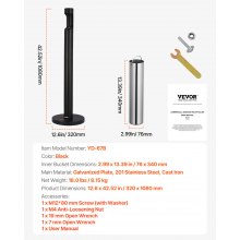 VEVOR Cenicero Cilíndrico Independiente para Cigarrillos de φ32 x 108 cm, Negro