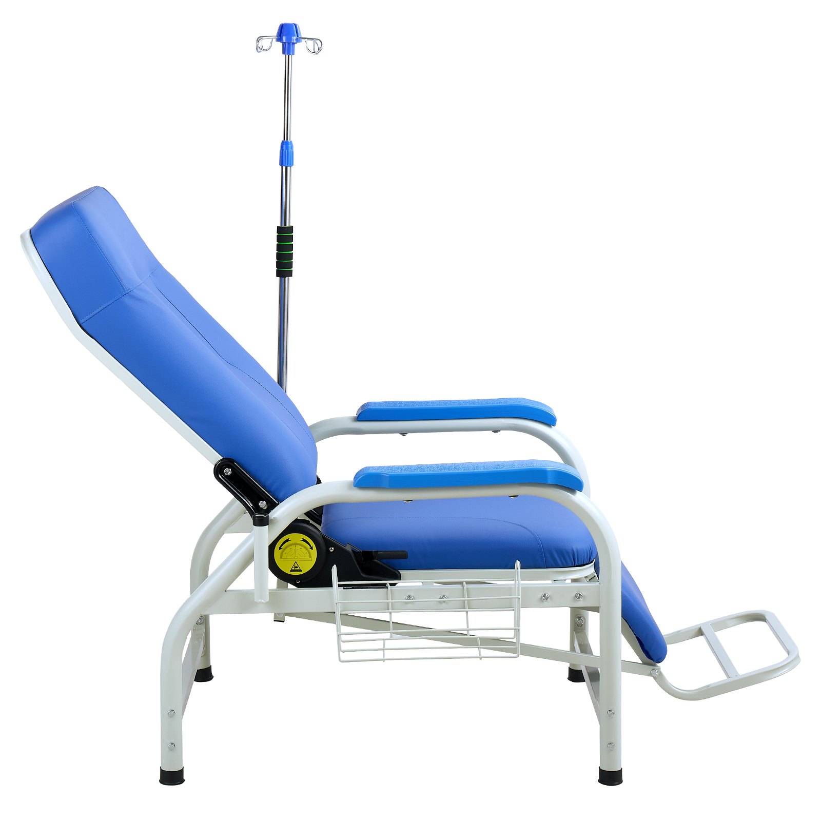 VEVOR Infusion Chair with IV Pole 90°-160° Reclining Phlebotomy Chair, 180kg Capacity Medical Infusion Recliner with Soft Padded Seat, Footrest & Storage Basket for Blood Draw, IV Transfusion