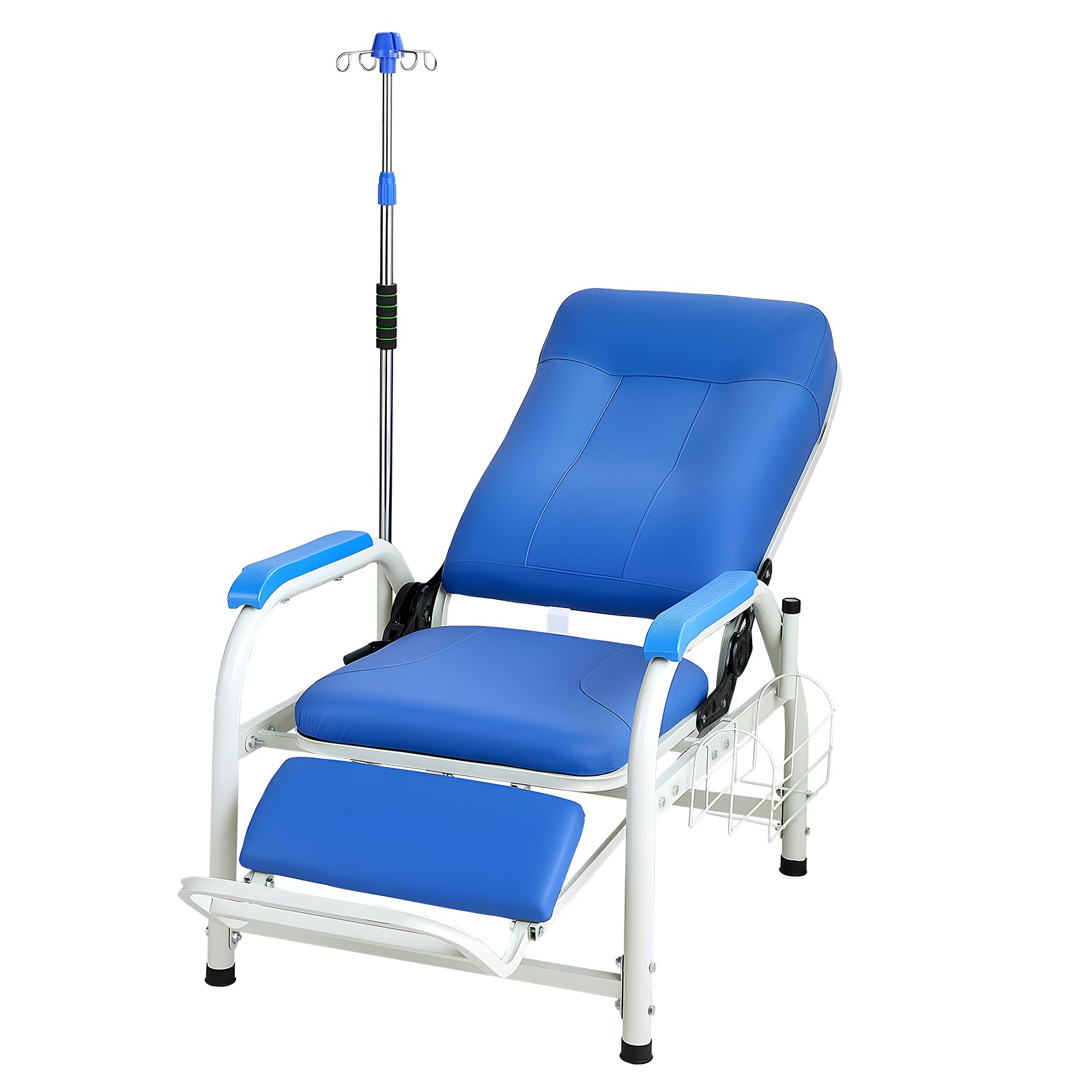 VEVOR Infusion Chair with IV Pole 90°-160° Reclining Phlebotomy Chair, 180kg Capacity Medical Infusion Recliner with Soft Padded Seat, Footrest & Storage Basket for Blood Draw, IV Transfusion