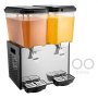 VEVOR Dispensador de Bebidas Comercial 18L x 2 Tanques Máquina de Bebidas Frías Heladas de Acero Inoxidable 370W Temperatura de Enfriamiento 7~12°C para Restaurantes, Bares, Fiestas, 46,5x45,5x67cm