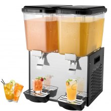 VEVOR Dispensador de Bebidas Comercial 18L x 2 Tanques de Bebidas Frías Heladas