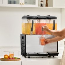 VEVOR Dispensador de Bebidas Comercial 12L x 3 Tanques de Bebidas Frías Heladas
