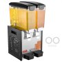VEVOR Dispensador de Bebidas Comercial 10L x 2 Tanques Máquina de Bebidas Frías Heladas de Acero Inoxidable 270W Temperatura de Enfriamiento 7~12 °C para Restaurantes, Bares, Fiestas, 33x40,5x69 cm