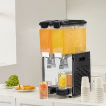 VEVOR Dispensador de Bebidas Comercial 10L x 2 Tanques de Bebidas Frías Heladas