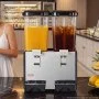 VEVOR Dispensador de Bebidas Comercial 18L x 2 Tanques, de Acero Inoxidable, Temperatura de Enfriamiento de 7°C a 12°C, Tanques de Policarbonato, para Bebidas Frías en Restaurantes, Bares y Fiestas