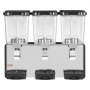 VEVOR Dispensador de Bebidas Comercial 18L x 3 Tanques, de Acero Inoxidable, Temperatura de Enfriamiento de 7°C a 12°C, Tanques de Policarbonato, para Bebidas Frías en Restaurantes, Bares y Fiestas
