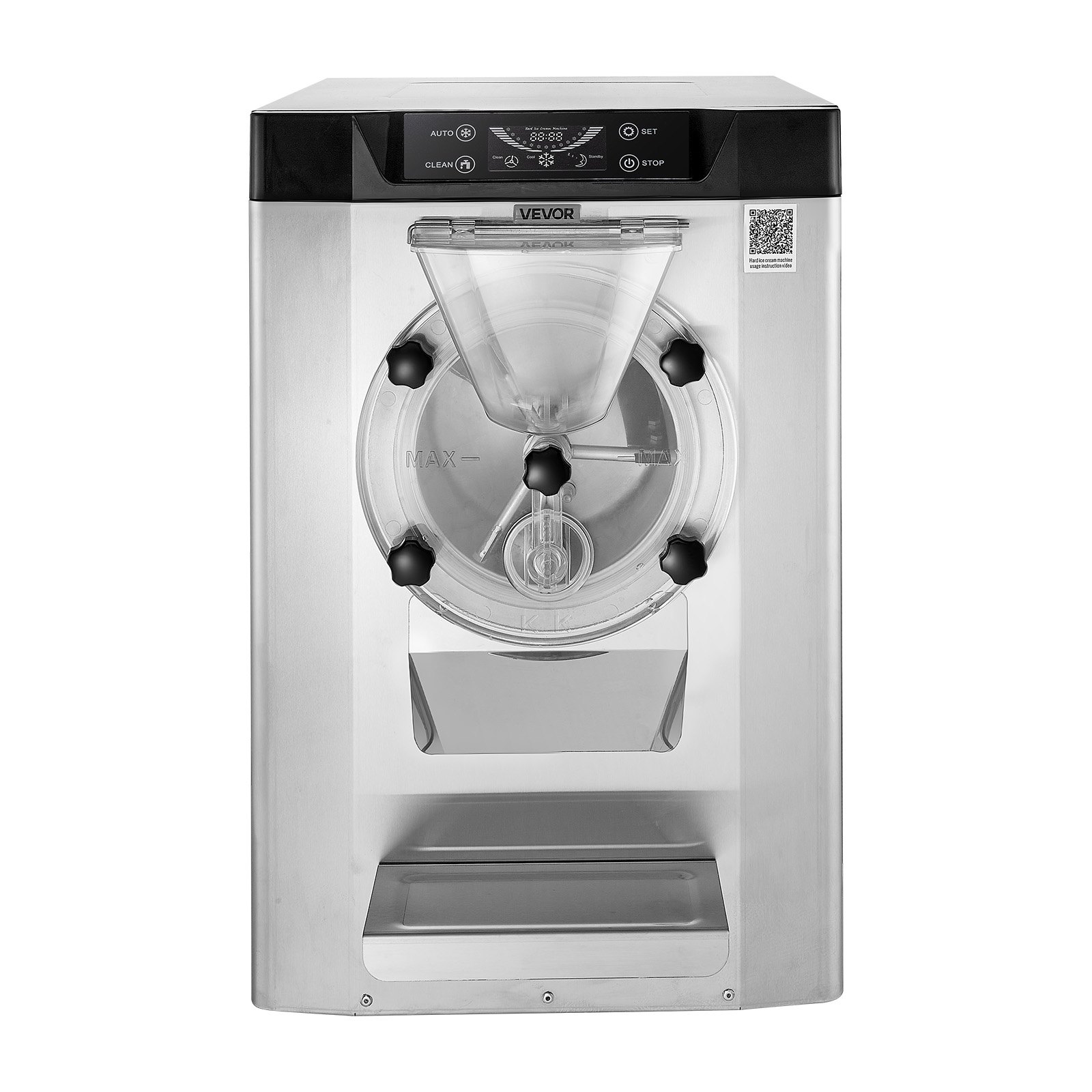 VEVOR Heladera Italiana de Encimera de Alta Eficiencia 2000 W, 12-20 L/h, Ideal para Sorbetes, Helados, Bares y Restaurantes, con Recipiente de 6 L y Panel LED Autolimpiable, 500 x 795 x 790 mm