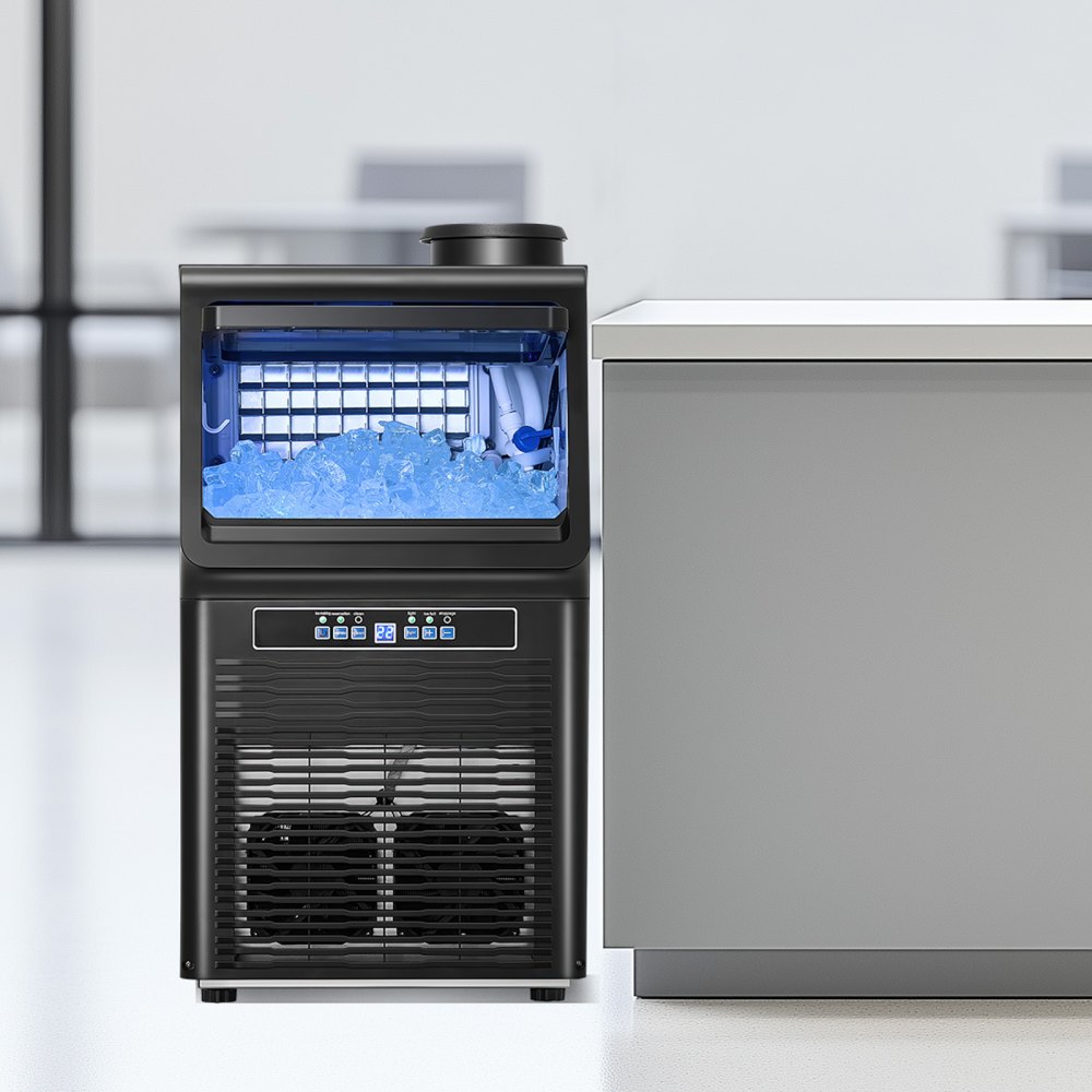 VEVOR Máquina para Fabricar Hielo 40,82 kg/24 h con Capacidad de Almacenamiento de 5,44 kg 36 Cubitos de Hielo en 15 Minutos Pantalla Digital LED Autolimpiante Independiente para Bar, Restaurante