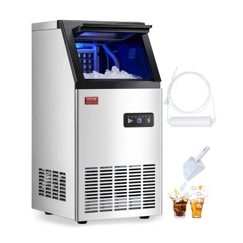 VEVOR Máquina de Hielo Independiente de 45 kg/24 h, con Gran Capacidad de Almacenamiento de 12,7 kg para Bar, Oficina, Restaurante, con Pantalla Digital LED y Autolimpieza, 360 x 430 x 740 mm