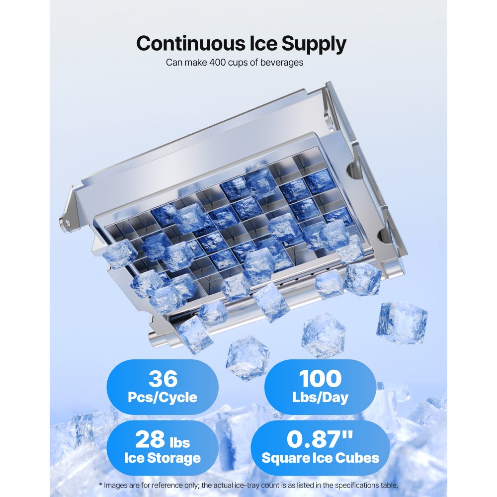 VEVOR Máquina para Fabricar Hielo 45 kg/24 h Almacenamiento de 13 kg, 45 Cubitos por Ciclo, de Acero Inoxidable, Independiente y Bajo Encimera, con Pantalla LED y Autolimpieza, para Bar, Restaurante