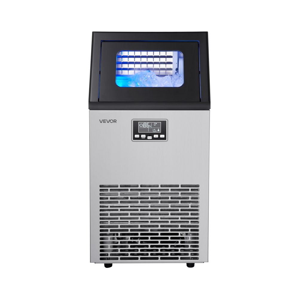 VEVOR Máquina para Fabricar Hielo 45 kg/24 h Almacenamiento de 13 kg, 45 Cubitos por Ciclo, de Acero Inoxidable, Independiente y Bajo Encimera, con Pantalla LED y Autolimpieza, para Bar, Restaurante