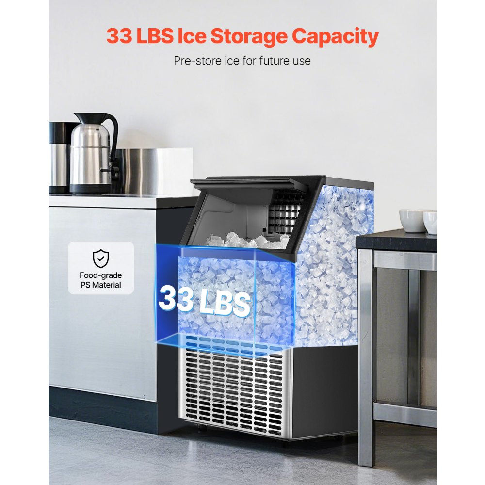 VEVOR Máquina para Fabricar Hielo 59 kg/24 h con Capacidad de Almacenamiento de 15 kg 45 Cubitos de Hielo en 15 Minutos Pantalla Digital LED Autolimpiante Independiente para Bar, Restaurante