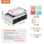 VEVOR 6 PCS Máquina para Hacer Gofres Comerciales, 1500 W, Acero Inoxidable Antiadherente, para Gofres de Maíz, Salchichas, Control de Temperatura y Tiempo, Asa, para Restaurantes, Panaderías, Bares